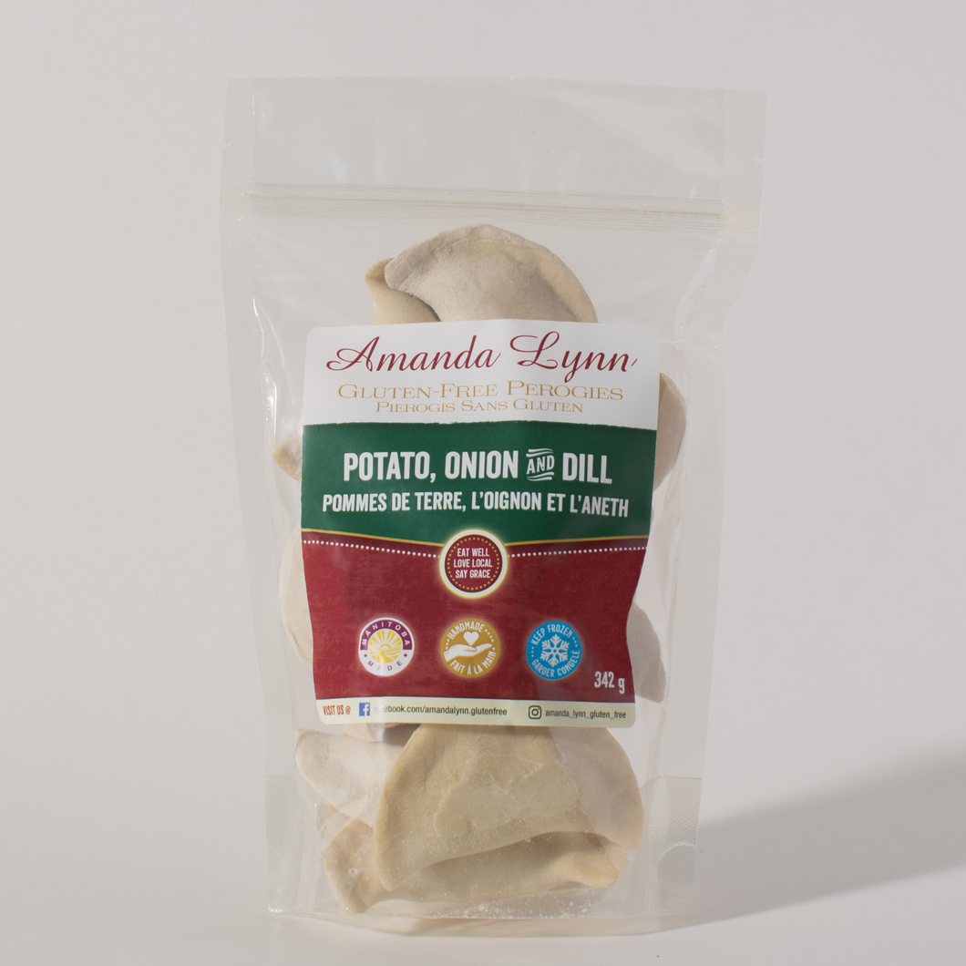 Potato, Onion, & Dill Gluten Free Perogies in packaging