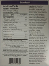 Load image into Gallery viewer, Sauerkraut Gluten Free Perogies ingredients listed
